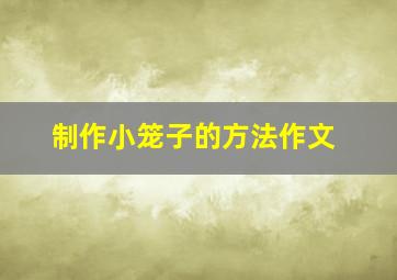 制作小笼子的方法作文