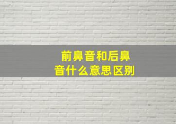 前鼻音和后鼻音什么意思区别