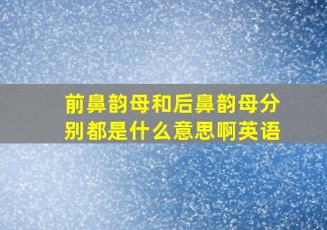 前鼻韵母和后鼻韵母分别都是什么意思啊英语