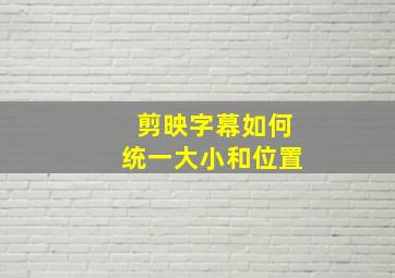 剪映字幕如何统一大小和位置