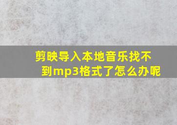 剪映导入本地音乐找不到mp3格式了怎么办呢