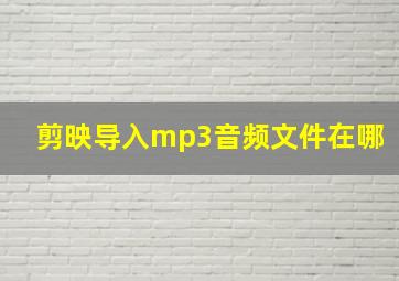 剪映导入mp3音频文件在哪