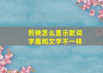 剪映怎么显示歌词字幕和文字不一样