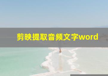 剪映提取音频文字word