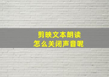 剪映文本朗读怎么关闭声音呢