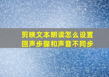 剪映文本朗读怎么设置回声步骤和声音不同步