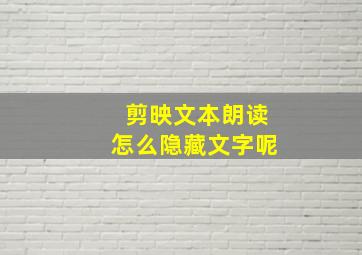 剪映文本朗读怎么隐藏文字呢