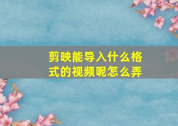 剪映能导入什么格式的视频呢怎么弄