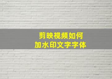 剪映视频如何加水印文字字体