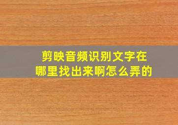 剪映音频识别文字在哪里找出来啊怎么弄的