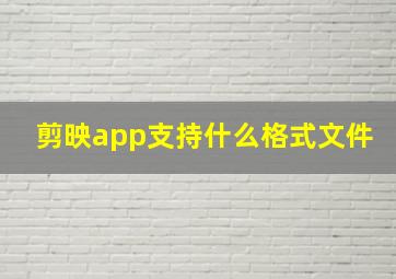 剪映app支持什么格式文件