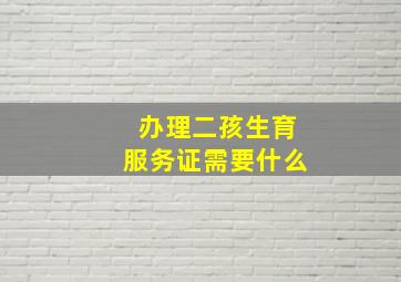 办理二孩生育服务证需要什么