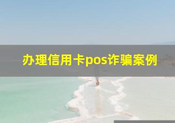 办理信用卡pos诈骗案例