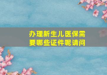 办理新生儿医保需要哪些证件呢请问