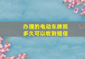 办理的电动车牌照多久可以收到短信