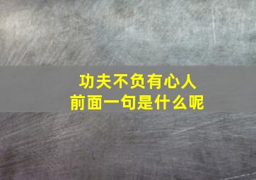 功夫不负有心人前面一句是什么呢