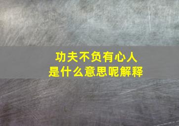 功夫不负有心人是什么意思呢解释