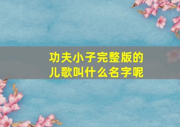 功夫小子完整版的儿歌叫什么名字呢