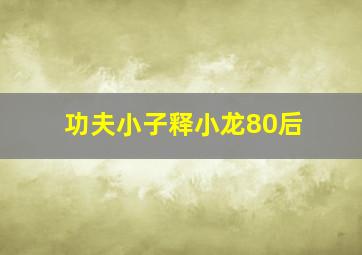 功夫小子释小龙80后