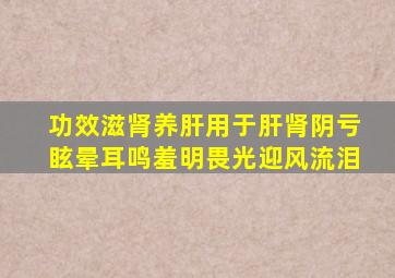 功效滋肾养肝用于肝肾阴亏眩晕耳鸣羞明畏光迎风流泪