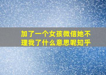 加了一个女孩微信她不理我了什么意思呢知乎