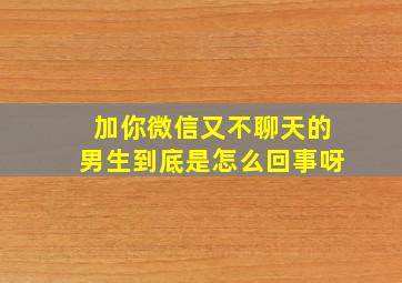 加你微信又不聊天的男生到底是怎么回事呀