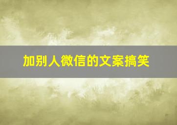 加别人微信的文案搞笑