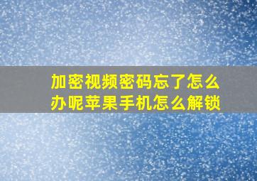 加密视频密码忘了怎么办呢苹果手机怎么解锁