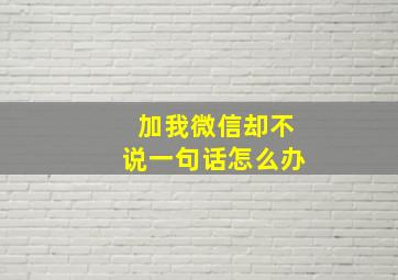 加我微信却不说一句话怎么办