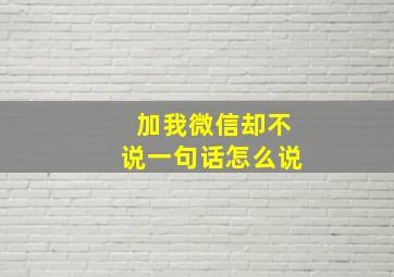 加我微信却不说一句话怎么说