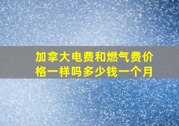 加拿大电费和燃气费价格一样吗多少钱一个月