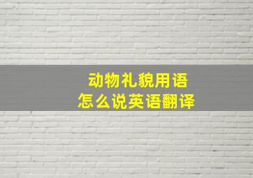 动物礼貌用语怎么说英语翻译