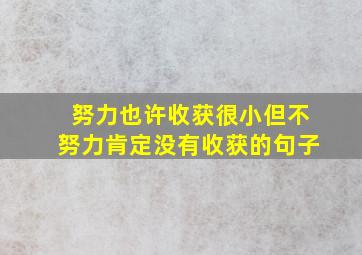 努力也许收获很小但不努力肯定没有收获的句子