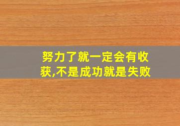 努力了就一定会有收获,不是成功就是失败