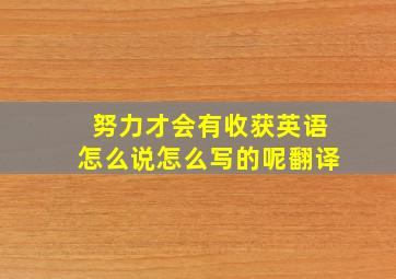 努力才会有收获英语怎么说怎么写的呢翻译