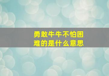 勇敢牛牛不怕困难的是什么意思