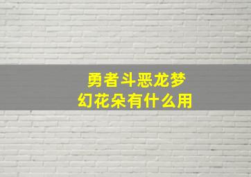 勇者斗恶龙梦幻花朵有什么用