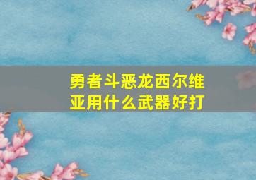 勇者斗恶龙西尔维亚用什么武器好打