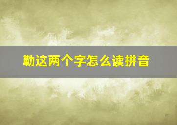 勒这两个字怎么读拼音