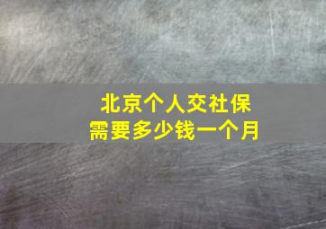 北京个人交社保需要多少钱一个月