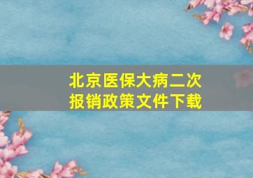 北京医保大病二次报销政策文件下载