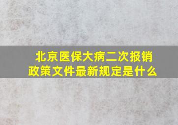 北京医保大病二次报销政策文件最新规定是什么