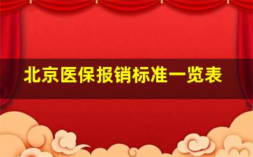 北京医保报销标准一览表