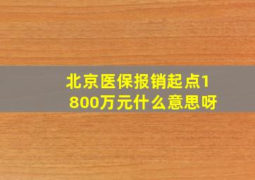 北京医保报销起点1800万元什么意思呀