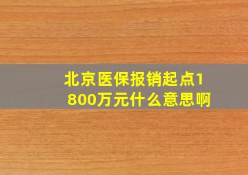 北京医保报销起点1800万元什么意思啊