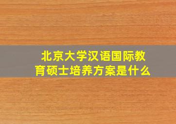 北京大学汉语国际教育硕士培养方案是什么