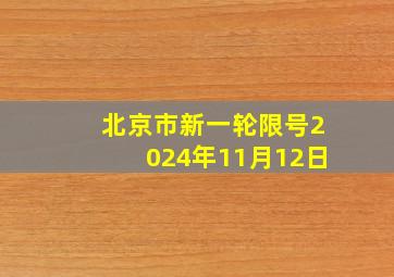 北京市新一轮限号2024年11月12日