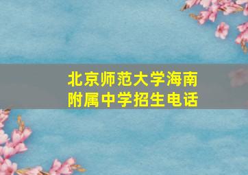 北京师范大学海南附属中学招生电话