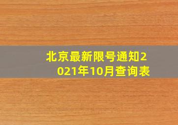 北京最新限号通知2021年10月查询表