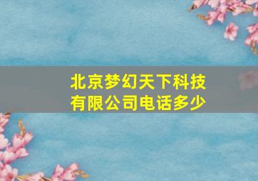 北京梦幻天下科技有限公司电话多少